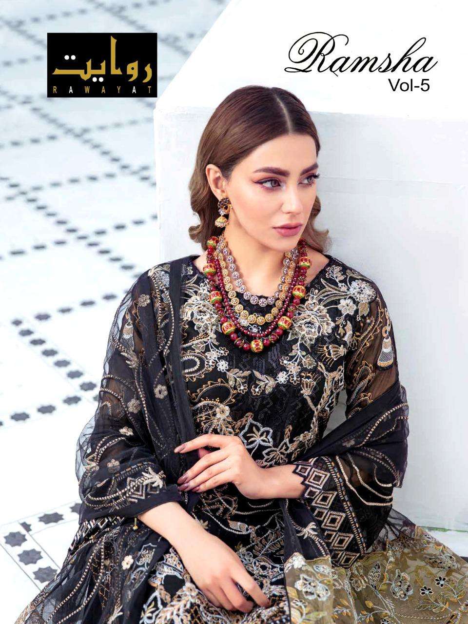 RAMSHA VOL-5 BY RAWAYAT 1130 TO 1133 SERIES FAUX GEORGETTE DRESSES