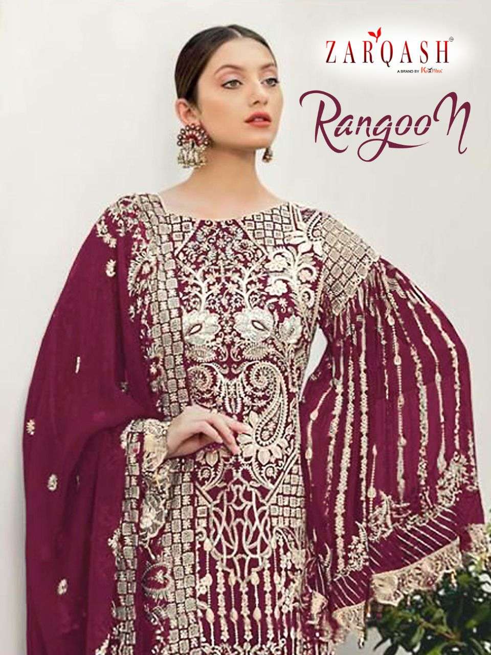 RANGOON BY ZARQASH Z-2103-A TO Z-2103-G SERIES FAUX GEORGETTE DRESSES