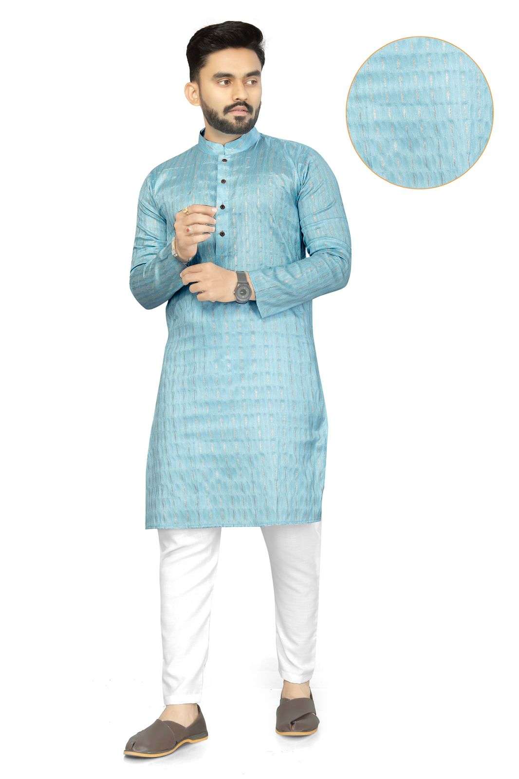 REGAL STYLE BY ASLIWHOLESALE JACQUARD SILK MENS KURTA PAJAMA