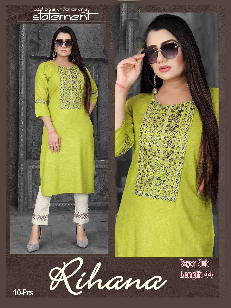 RIHANA BY ASLIWHOLESALE 101 TO 110 SERIES DESIGNER RAYON KURTIS