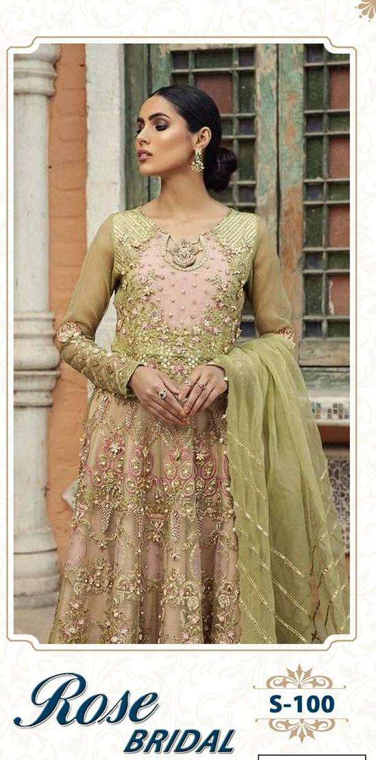 ROSE BRIDAL S-100 HIT DESIGN BY SHANAYA FASHION BUTTERFLY NET DRESS