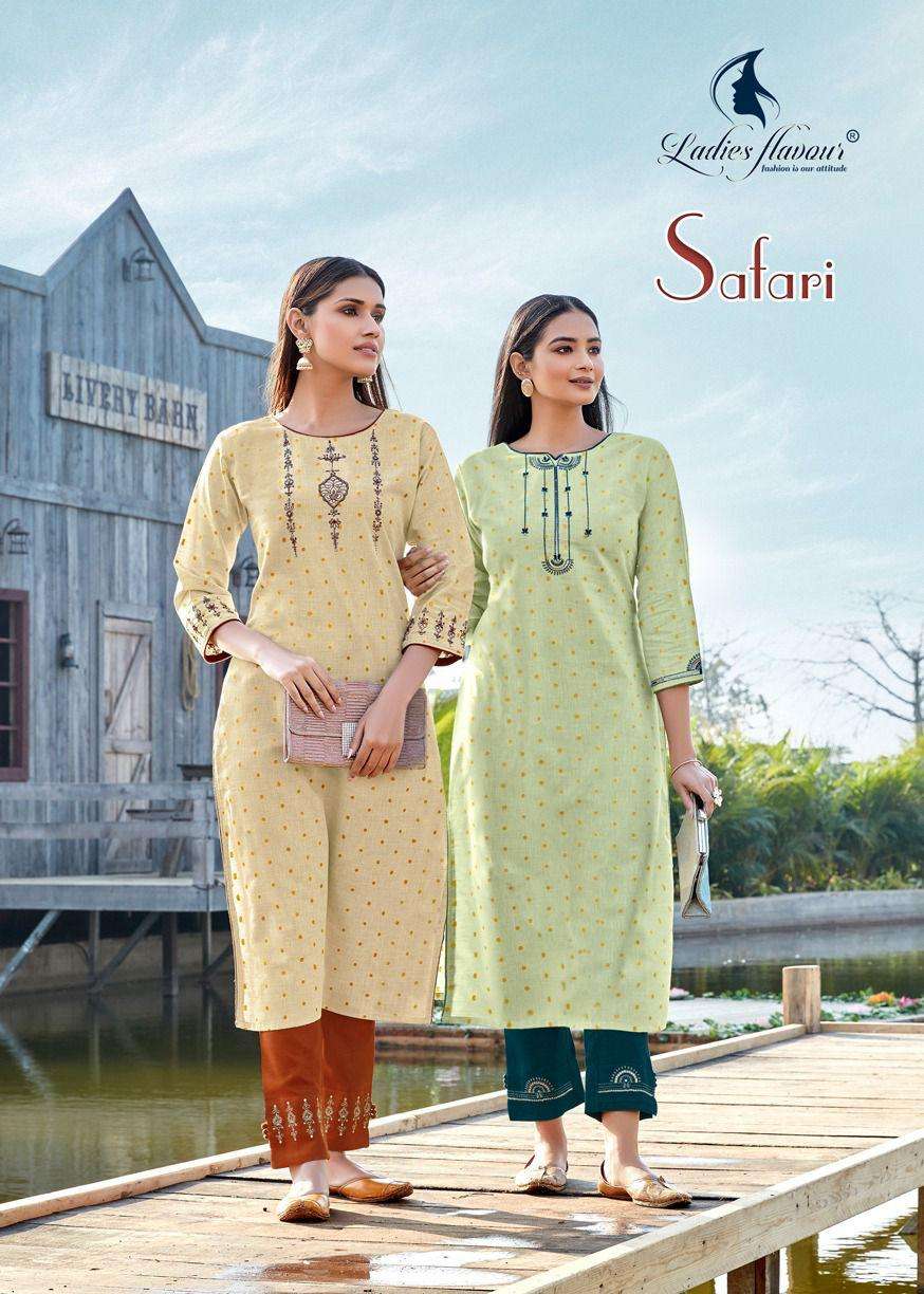 SAFARI BY LADIES FLAVOUR 5001 TO 5004 SERIES DESIGNER COTTON KURTIS WITH PANTS