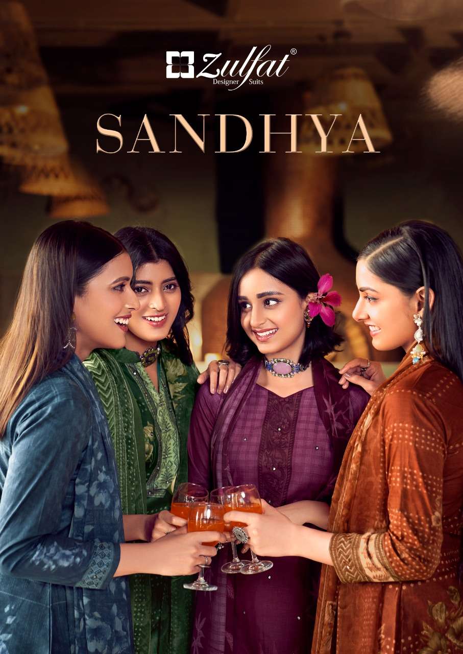 SANDHYA BY ZULFAT 402-001 TO 402-010 SERIES DESIGNER COTTON DRESSES