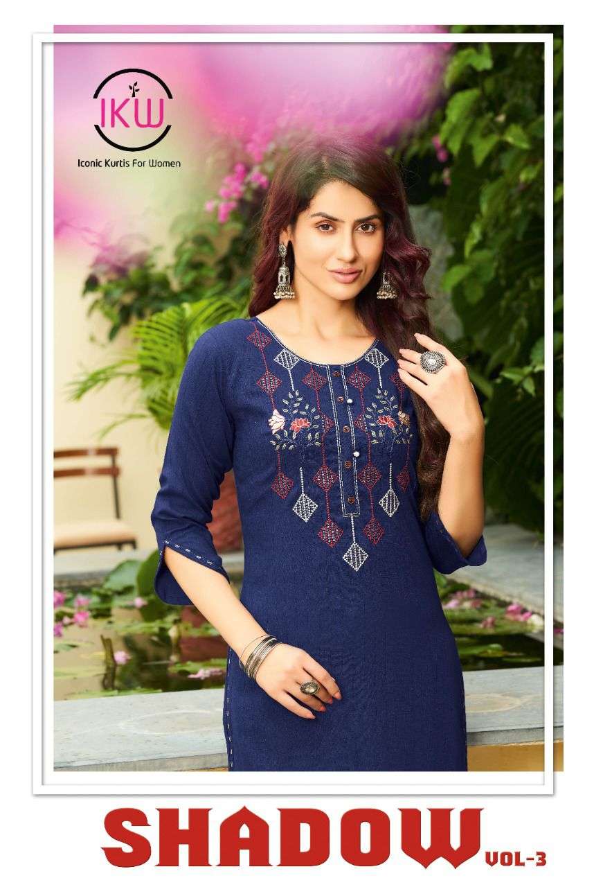 SHADOW VOL-3 BY IKW 001 TO 008 SERIES DESIGNER RAYON KURTIS