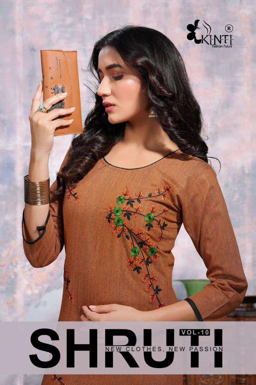 SHRUTI BY KINTI 1001 TO 1010 SERIES DESIGNER COTTON KURTIS