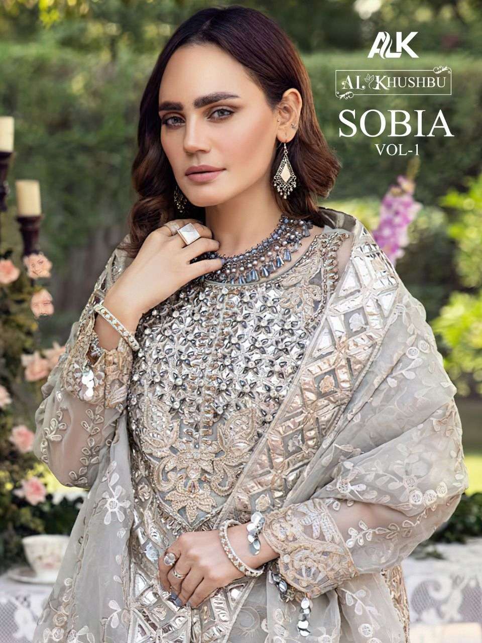 SOBIA VOL-1 BY AL KHUSHBU 2021 TO 2024 SERIES DESIGNER GEORGETTE EMBROIDERED DRESSES