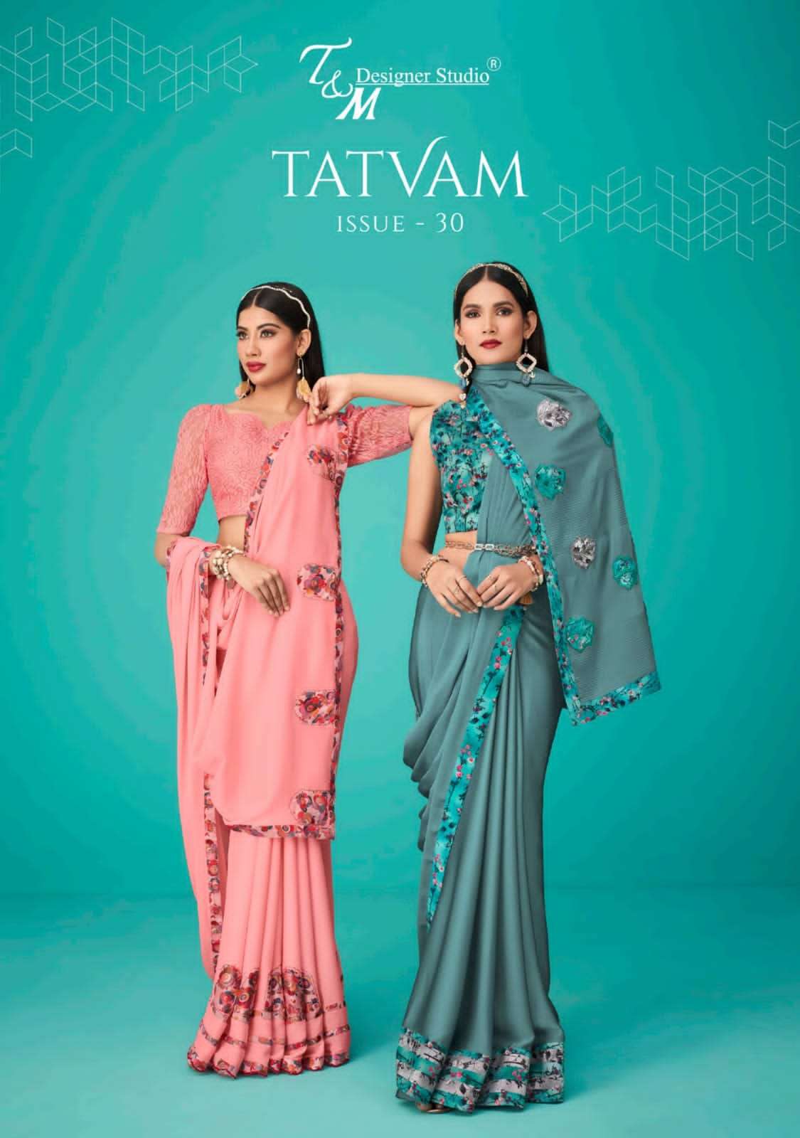 TATVAM VOL-30 BY T & M DESIGNER STUDIO 3009 TO 3022 SERIES DESIGNER FANCY SAREES