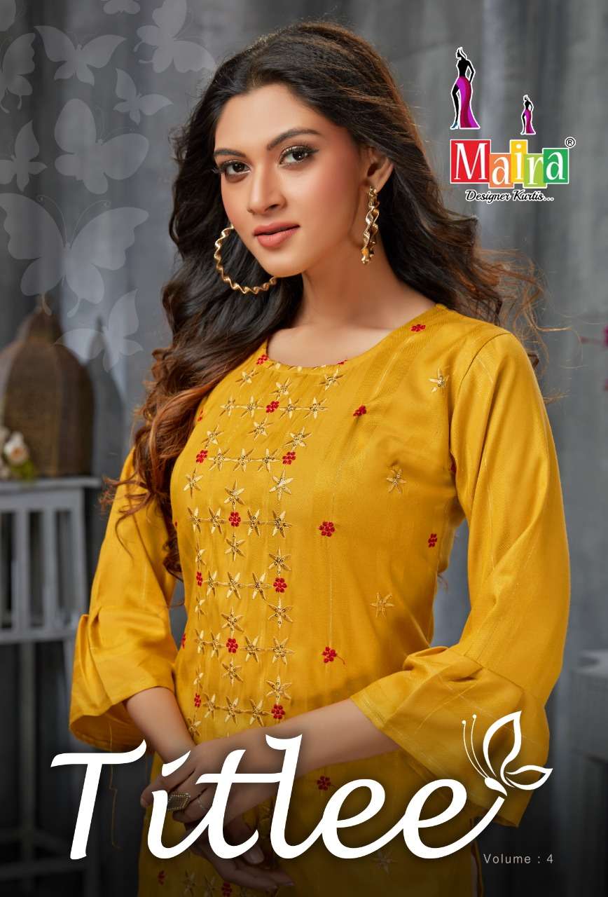 TITLEE VOL-4 BY MAIRA 4001 TO 4008 SERIES DESIGNER RAYON KURTIS