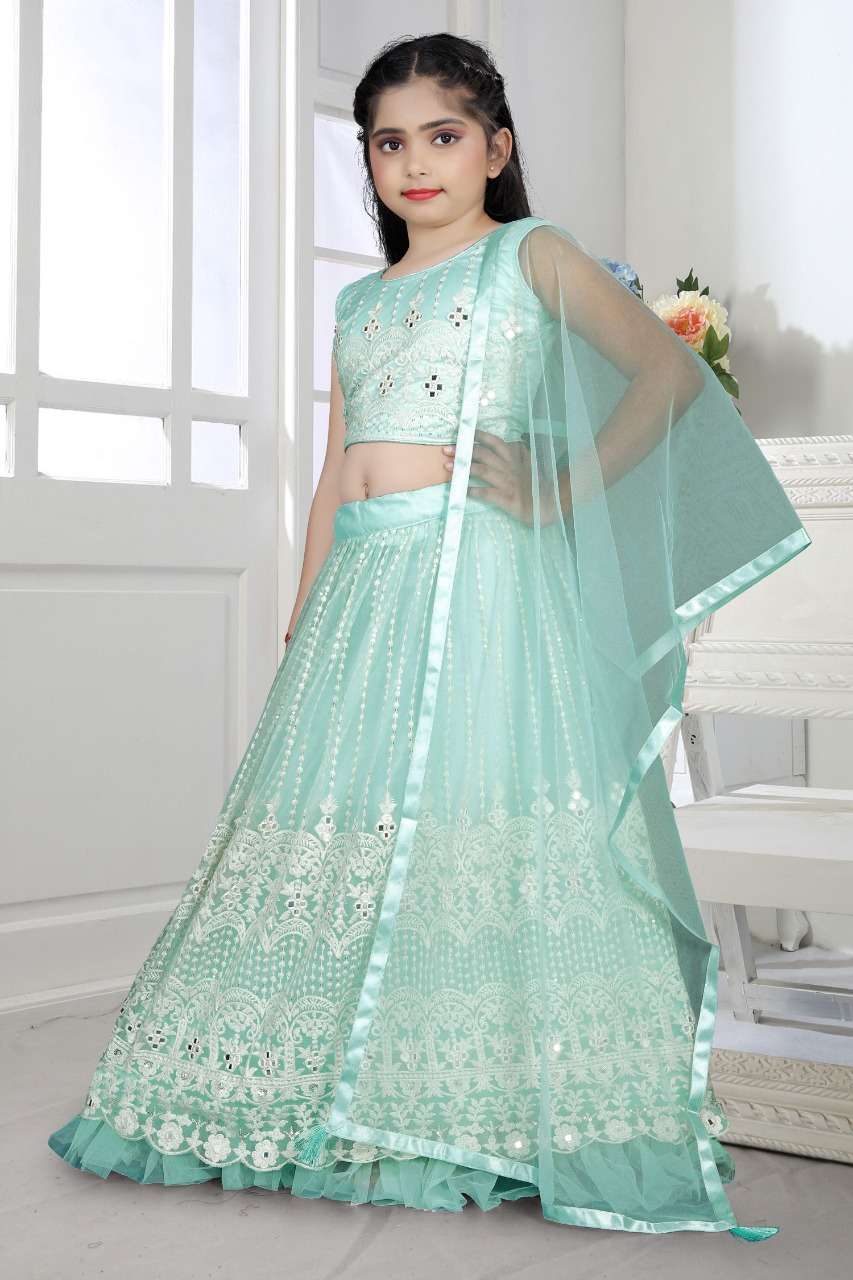 AARADHNA VOL-25 BY ASLIWHOLESALE 207 TO 210 SERIES NET KIDS LEHENGAS