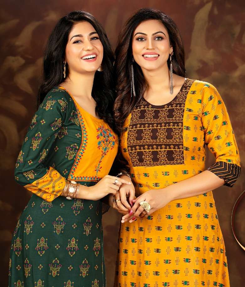 ALBELI VOL-8 BY KINTI 801 TO 808 SERIES DESIGNER RAYON KURTIS