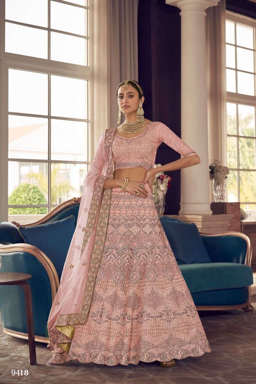 ARYA VOL-24 BY ARYA DESIGNS 9411 TO 9425 SERIES ORGANZA & CREPE LEHENGAS