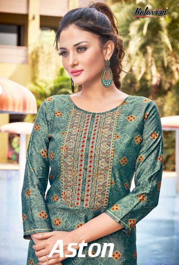 ASTON BY KALAROOP 13121 TO 13124 SERIES DESIGNER MODAL KURTIS WITH PANTS