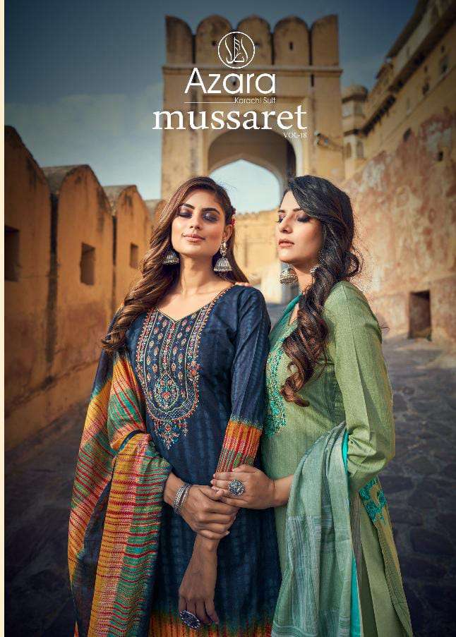 AZARA MUSSARET VOL-18 BY RADHIKA FASHION 21001 TO 21008 SERIES DESIGNER COTTON DRESSES