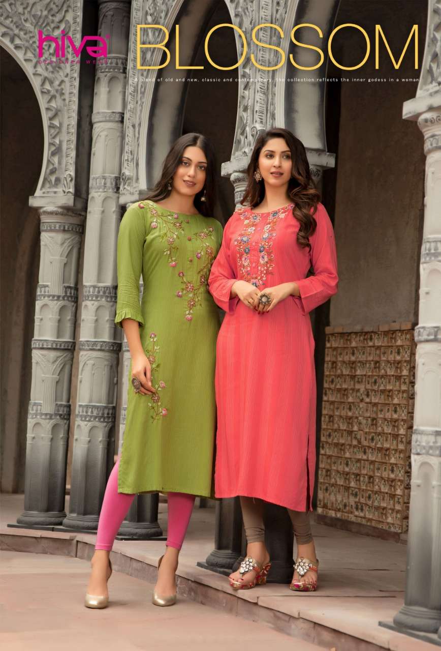 BLOSSOM BY HIVA 101 TO 106 SERIES DESIGNER RAYON KURTIS