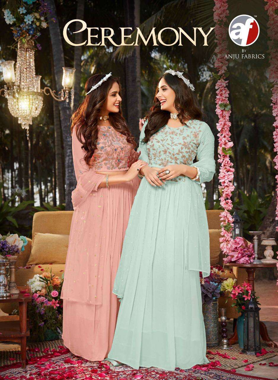 CELEBRATION BY ANJU FABRICS 7071 TO 7074 SERIES DESIGNER GEORGETTE TOP WITH PALAZZO