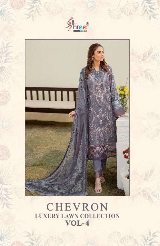 CHEVRON LUXURY LAWN COLLECTION VOL-4 BY SHREE FABS 2153 TO 2160 SERIES PAKISTANI COTTON DRESSES