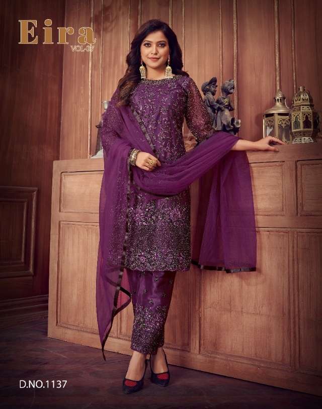 EIRA VOL-7 BY SENHORA 1135 TO 1138 SERIES NET EMBROIDERED DRESSES