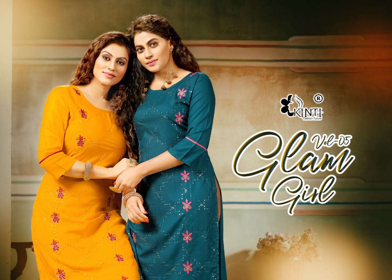 GLAM GIRL VOL-5 BY KINTI 501 TO 508 SERIES DESIGNER RAYON KURTIS