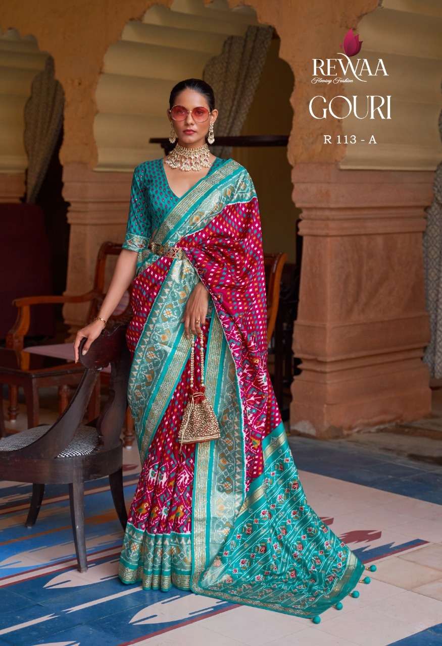 GOURI BY REWAA 113-A TO 113-G SERIES HEAVY PATOLA SILK SAREES