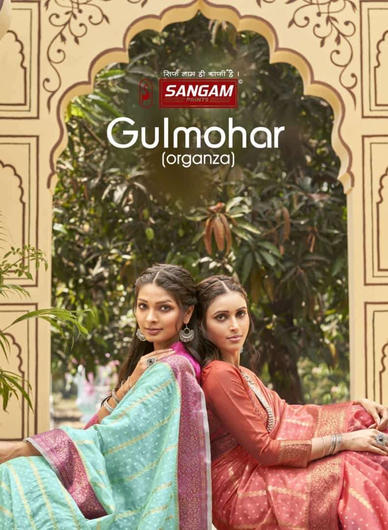 GULMOHAR BY SANGAM PRINTS 3001 TO 3006 SERIES DESIGNER ORGANZA SAREES