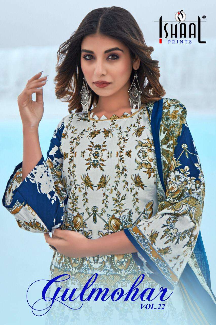 GULMOHAR VOL-22 BY ISHAAL PRINTS 22001 TO 22010 SERIES LAWN DRESSES