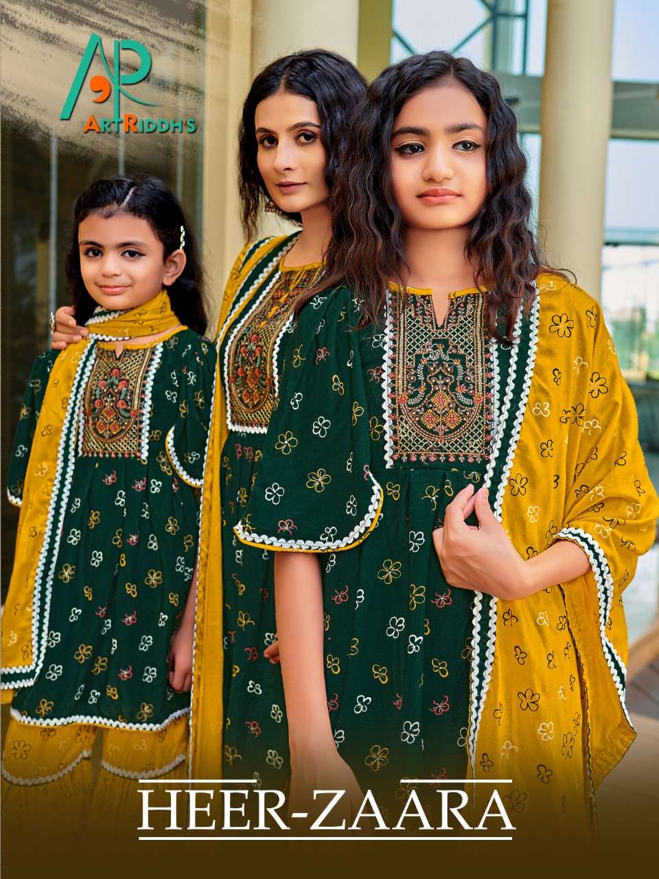 HEER-ZAARA BY ART RIDDHS 1001 TO 1004 SERIES RAYON VISCOSE MOTHER & DAUGHTER DRESSES