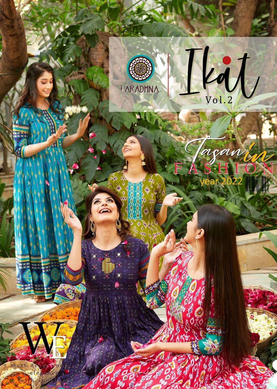 IKAT VOL-2 BY ARADHNA FASHION 2001 TO 2012 SERIES RAYON LONG KURTIS