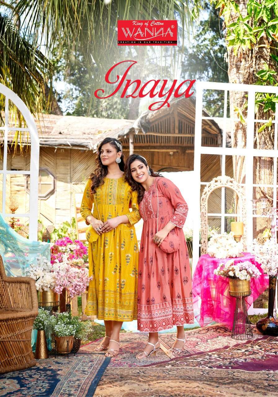 INAYA BY WANNA LOOKS 1001 TO 1008 SERIES RAYON PRINTED KURTIS