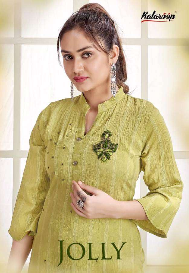 JOLLY BY KALAROOP 13194 TO 13199 SERIES DESIGNER SILK KURTIS