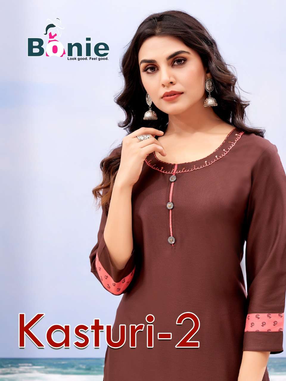 KASTURI VOL-2 BY BONIE 1001 TO 1008 SERIES DESIGNER RAYON KURTIS WITH SKIRTS