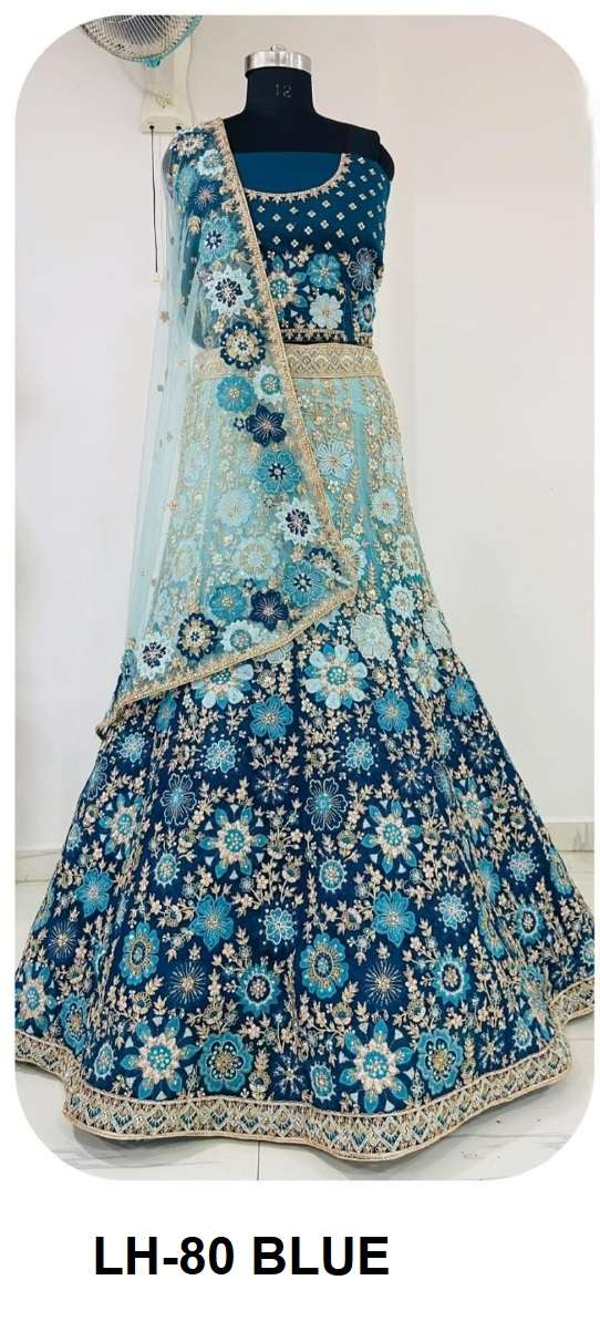 LH-80 COLOURS BY ASLIWHOLESALE HEAVY DESIGNER NET BRIDAL LEHENGAS