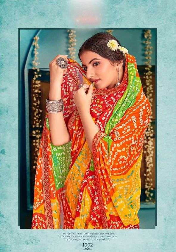 MANIKA BY MAHADEV TEX PRINT 1001 TO 1008 SERIES CHIFFON WITH BANARSI SILK SAREES