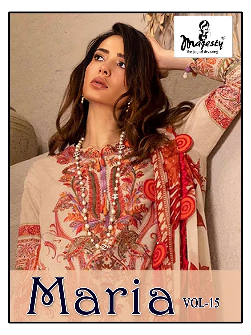 MARIA VOL-15 BY MAJESTY 1001 TO 1005 SERIES DESIGNER COTTON EMBROIDERED DRESSES