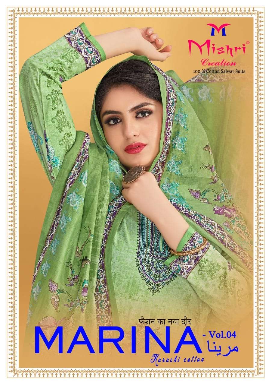 MARINA VOL-4 BY MISHRI CREATION 4001 TO 4010 SERIES DESIGNER COTTON DRESSES