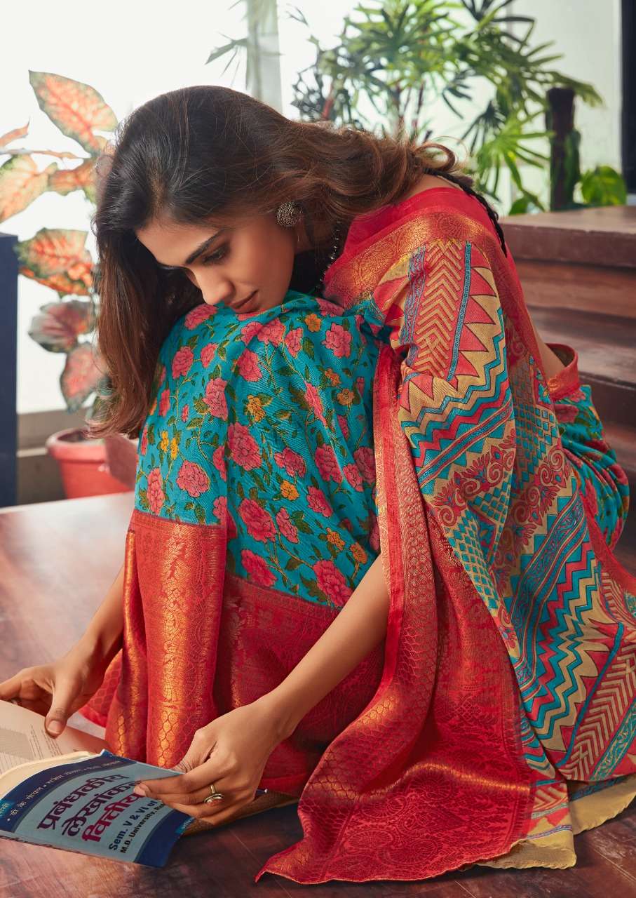 MEERA BY SR MA-115 TO MA-124 SERIES SOFT COTTON JACQUARD BORDER SAREES