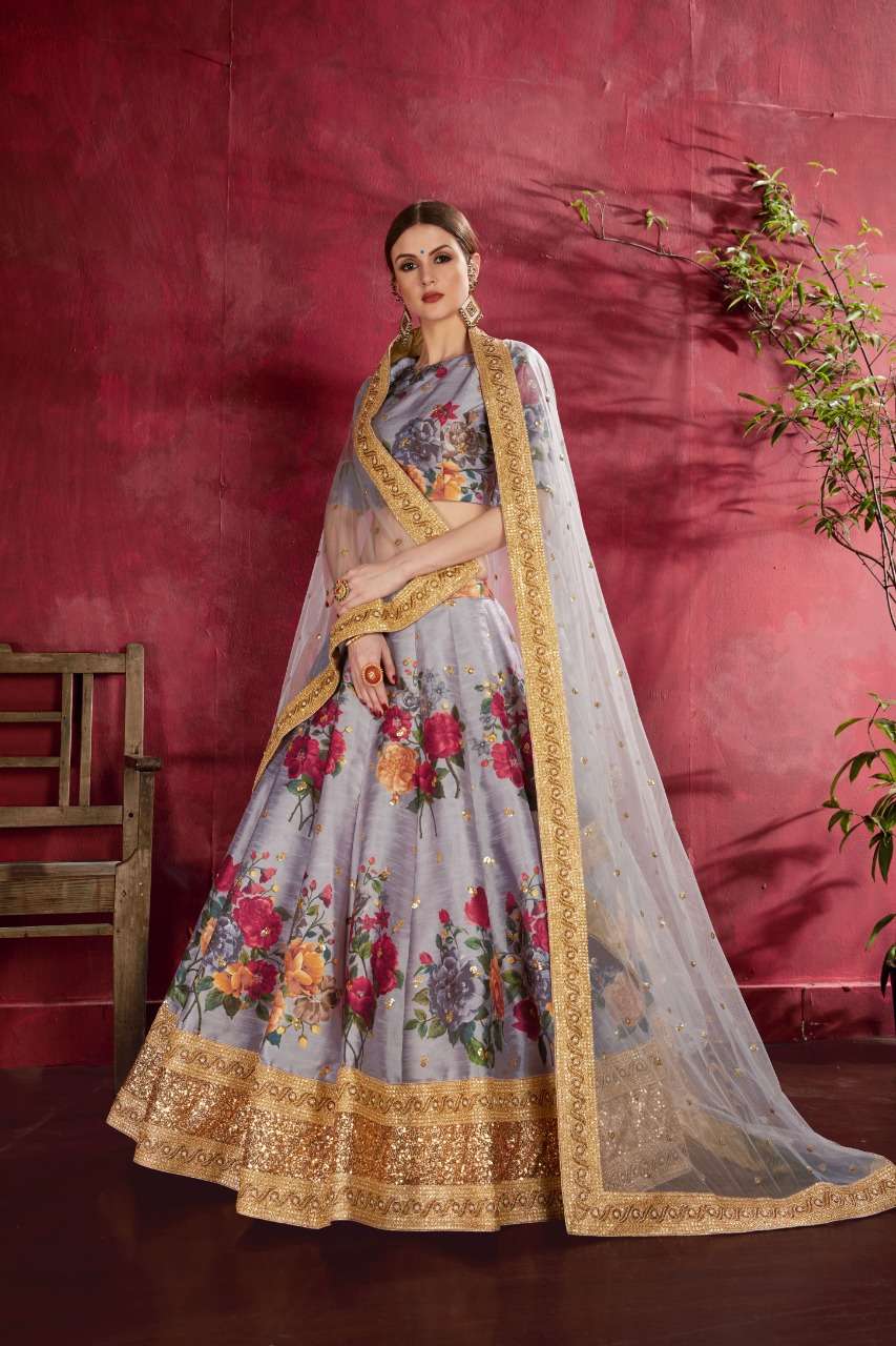 MEHNAZ BY ASLIWHOLESALE INDIAN DESIGNER HEAVY RUBY SILK LEHENGAS