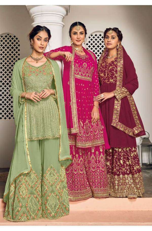 MOKSH BY EBA LIFESTYLE 1425 TO 1430 SERIES DESIGNER FAUX GEORGETTE DRESSES