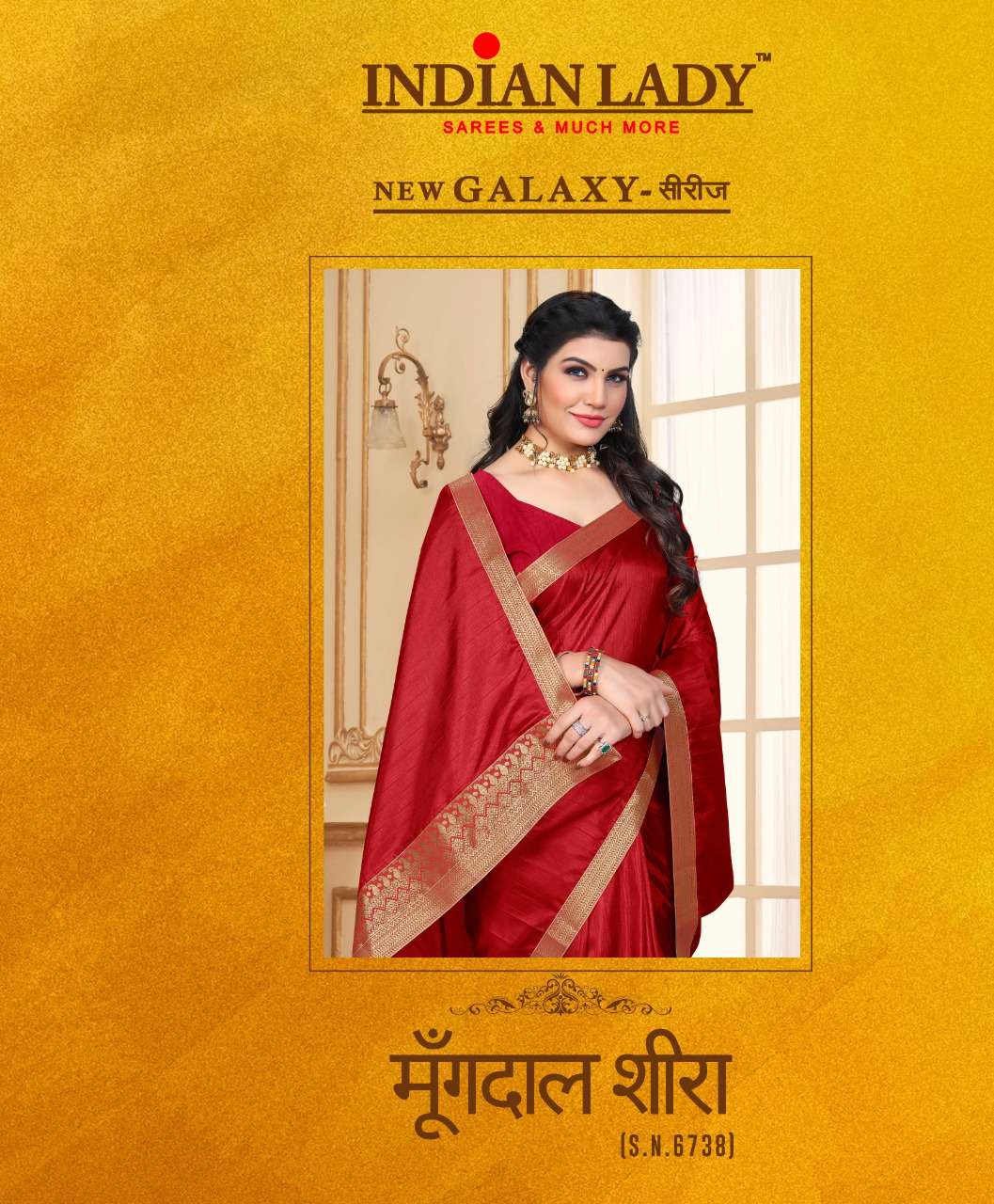 MOONGDAL SHEERA BY INDIAN LADY 6738-A TO 6738-H SERIES DESIGNER SHAHI SILK SAREES