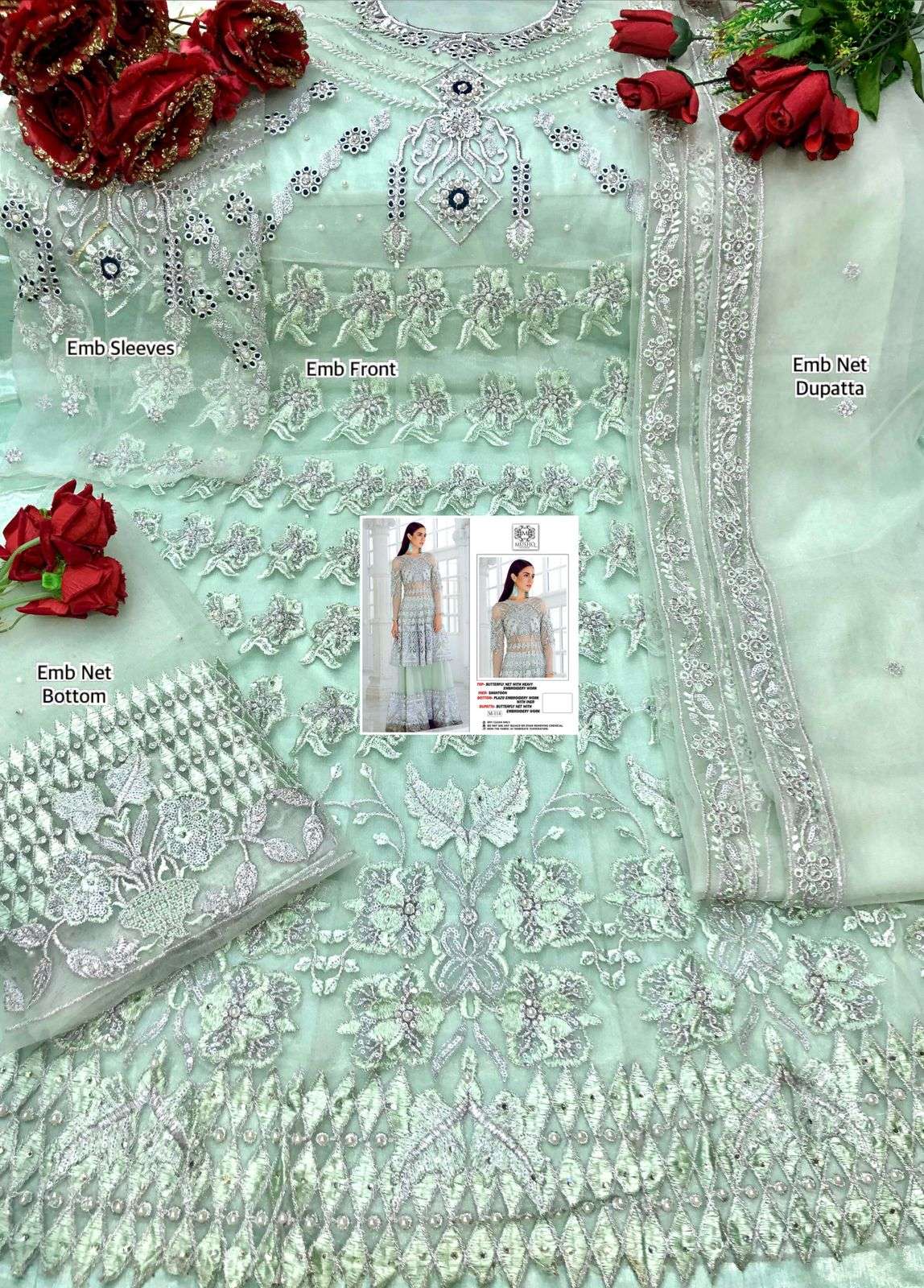 MUSHQ M-114 M-115 & M-116 HIT DESIGN BY MUSHQ BUTTERFLY NET PAKISTANI DRESSES