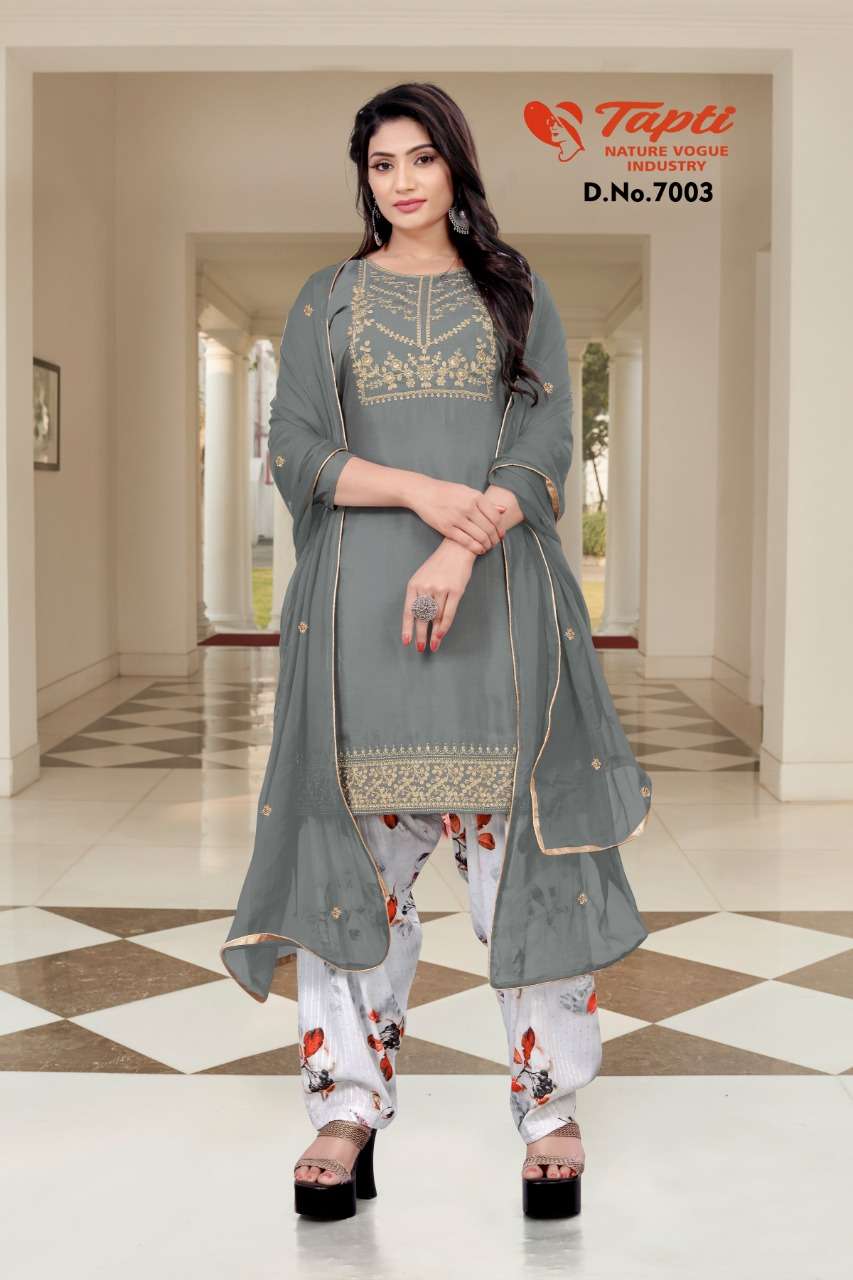 NATURE VOGUE BY TAPTI 7001 TO 7006 SERIES VISCOSE MUSLIN DRESSES