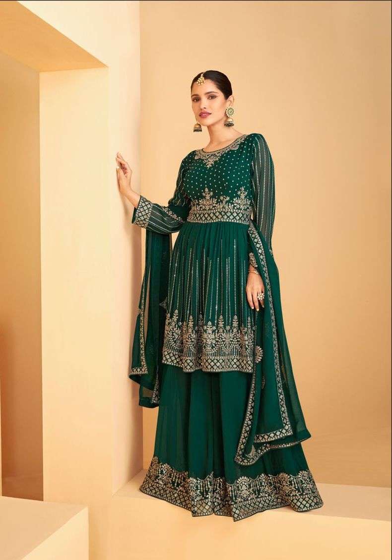 NAVABI VOL-4 NX BY GRAMO 128 TO 129 SERIES FAUX GEORGETTE EMBROIDERED DRESSES