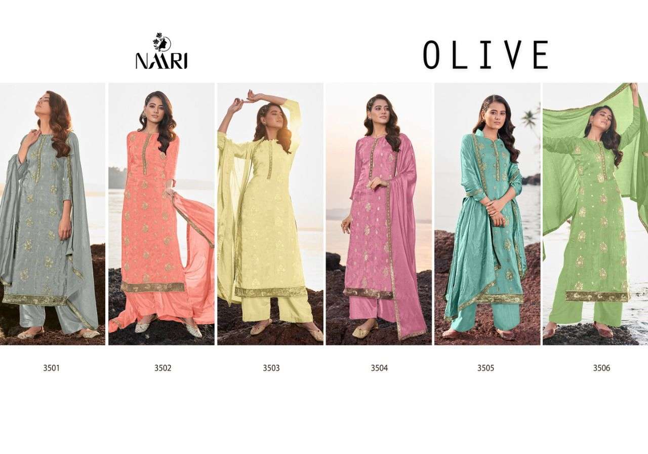 OLIVE BY NAARI 3501 TO 3506 SERIES DESIGNER VISCOSE JACQUARD DRESSES