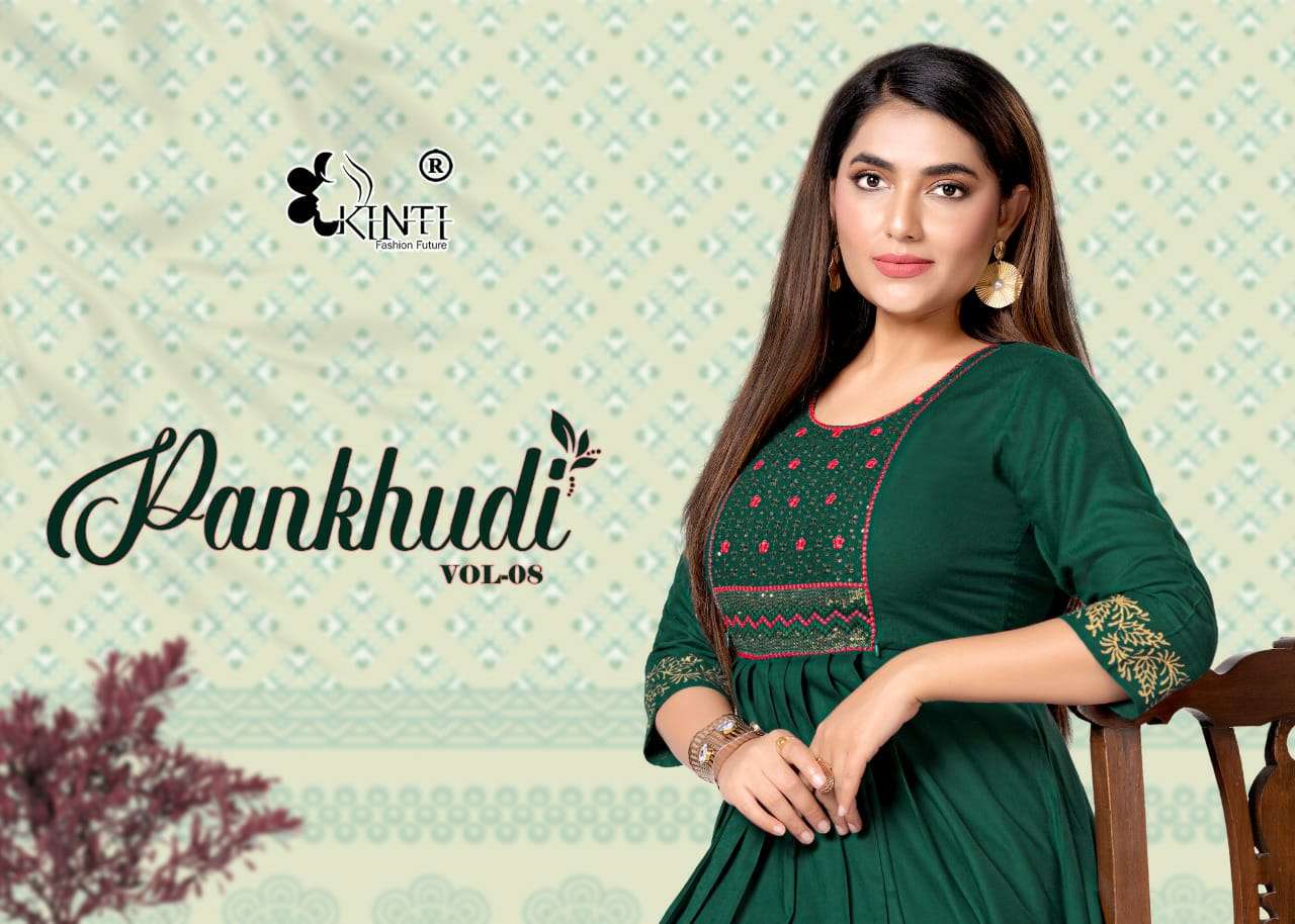 PANKHUDI VOL-8 BY KINTI 101 TO 108 SERIES DESIGNER RAYON KURTIS