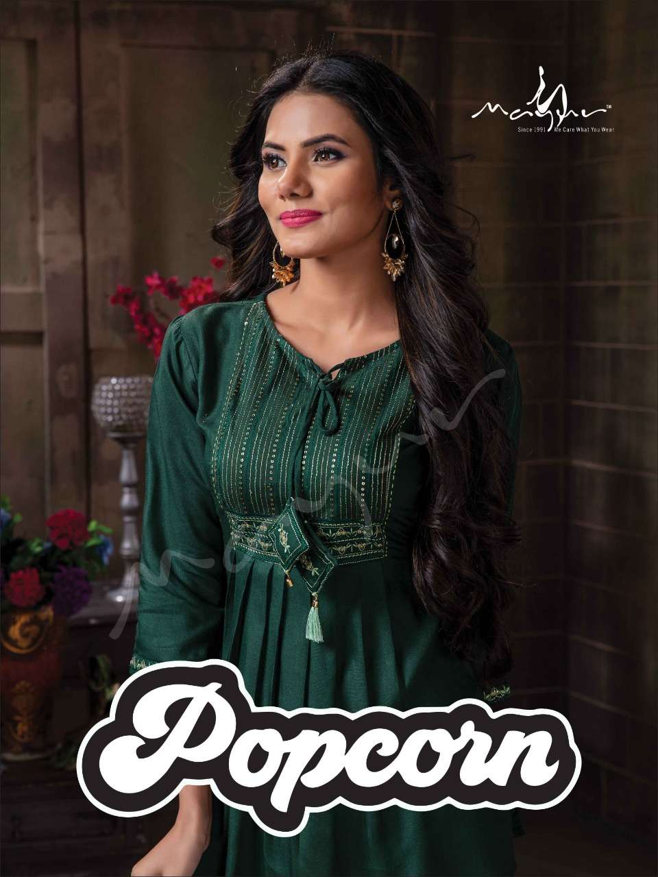 POPCORN BY MAYUR 101 TO 108 SERIES DESIGNER RAYON TOP WITH PANTS