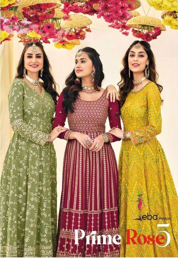 PRIME ROSE VOL-5 BY EBA LIFESTYLE 1415 TO 1417 SERIES DESIGNER GEORGETTE DRESSES