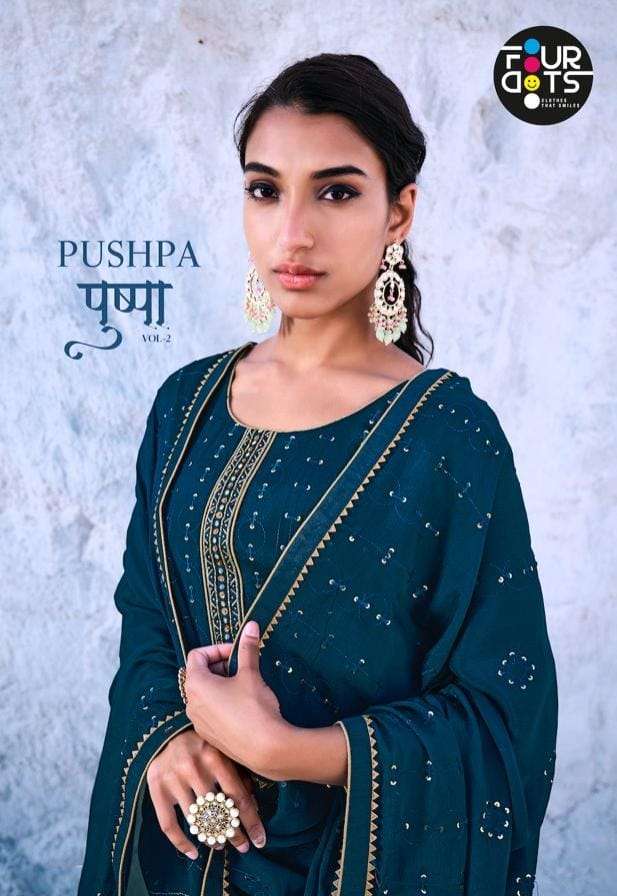 PUSHPA VOL-2 BY FOUR DOTS 921 TO 924 SERIES DESIGNER VISCOSE CHIFFON DRESSES