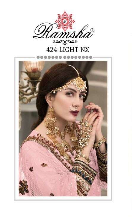 RAMSHA R-424 LIGHT NX BY RAMSHA 424-E TO 424-F SERIES DESIGNER GEORGETTE PAKISTANI DRESSES