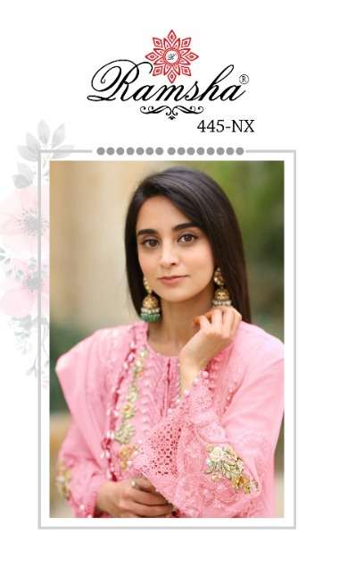 RAMSHA R-445 NX BY RAMSHA 445-A TO 445-E SERIES DESIGNER GEORGETTE PAKISTANI DRESSES