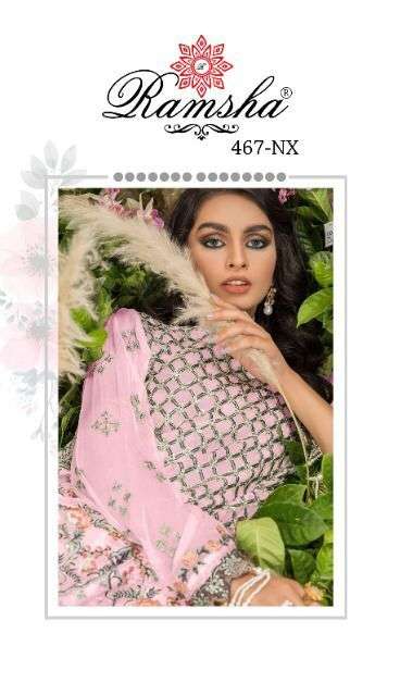 RAMSHA R-467 NX BY RAMSHA 467-A TO 467-E SERIES DESIGNER GEORGETTE PAKISTANI DRESSES