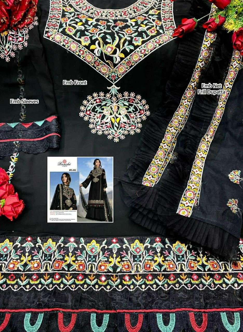 RAMSHA R-492 HIT DESIGN BY RAMSHA DESIGNER GEORGETTE PAKISTANI DRESSES